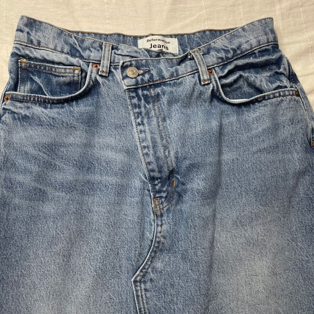 Reformation Nila Long Denim Midi Skirt Size 29 Women's High Waist Organic Cotton - Picture 4 of 8